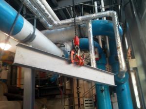 Need steel erected inside a building and can't use a crane, No problem we have all our own rigging equipment